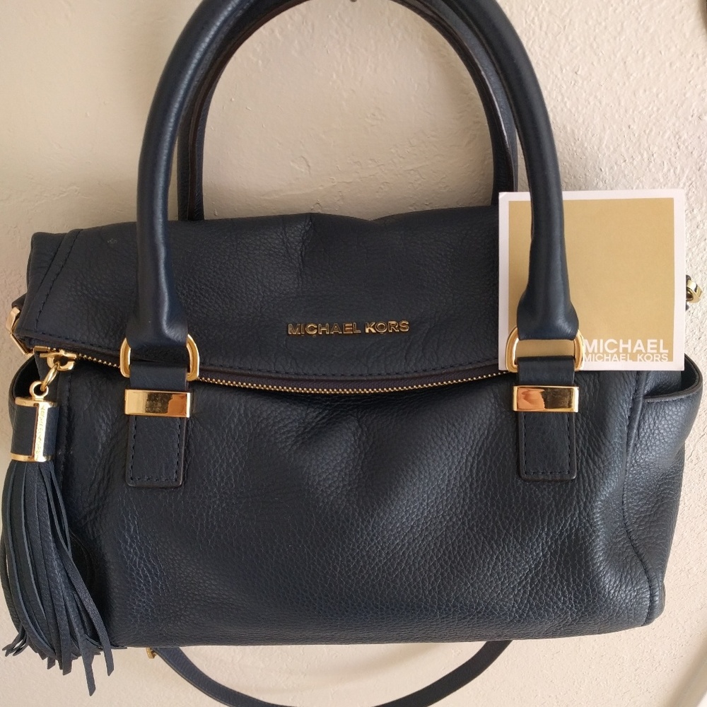 SOLD Michael Kors Midnight Blue Leather Weston